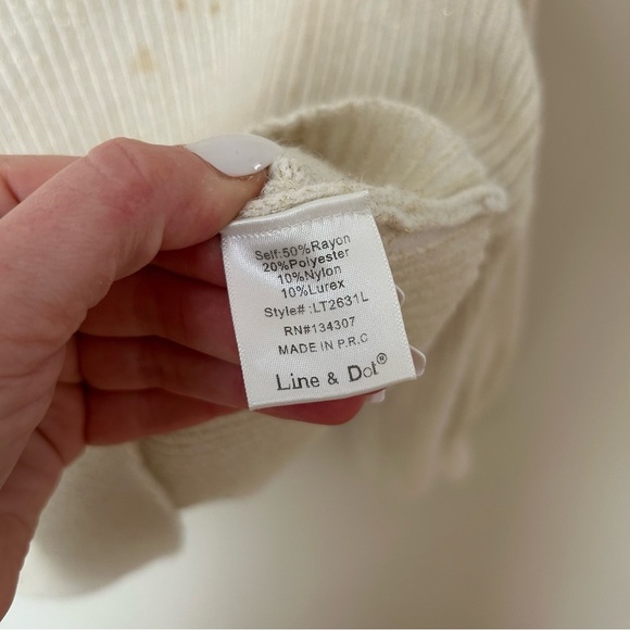 Line & Dot Off White Funnel Neckline Long Sleeve Chunky Knit Sweater Size Medium - Picture 6 of 8